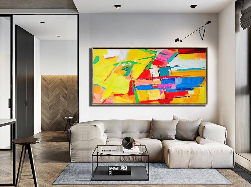 Panoramic Palette Knife Contemporary Art #L44D - Click Image to Close
